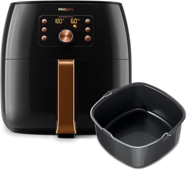 Philips XXL Airfryer - 2000W, 50Hz, 1.4KGs, Smart Sensing Technology, Rapid Air Technology, Black/Copper - HD9863/91, International Warranty