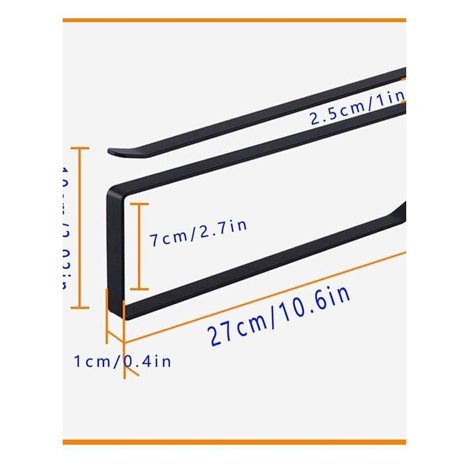 حامل لفافات مناديل ورقية للخزانة والرف (قطعتين) مصنوع من المعدن مع طلاء مضاد للصدأ (قد يختلف اللون) - الصورة 2