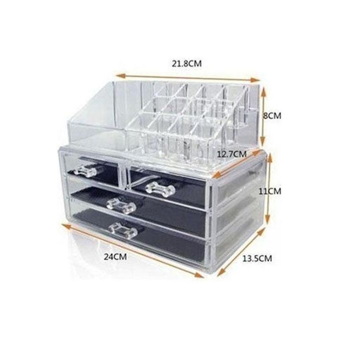 صندوق منظم مستحضرات التجميل - 4 أدراج شفافة - الصورة 2