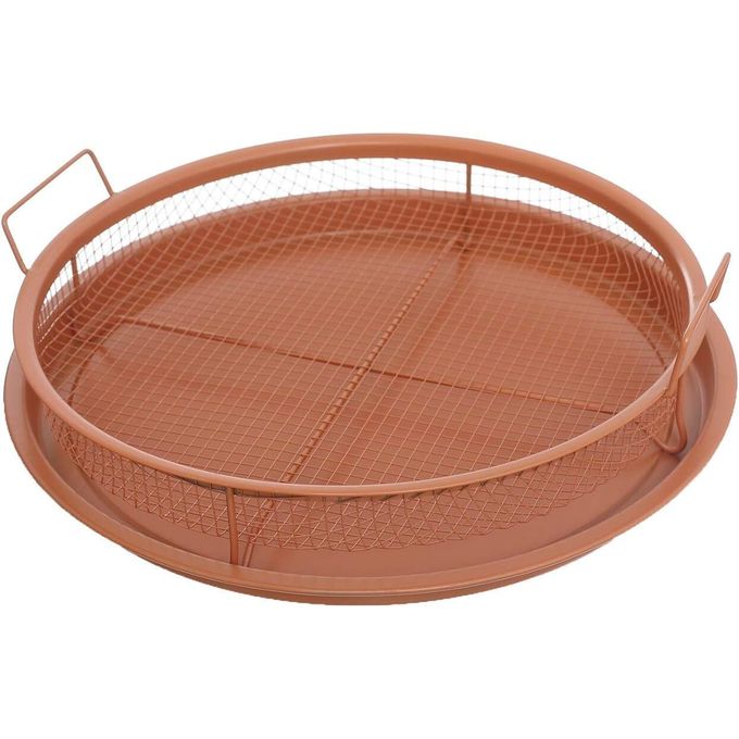صينية فرن معدنية ذهبية مع شبكة سلكية - مناسبة للطهي والخبز - الصورة 2