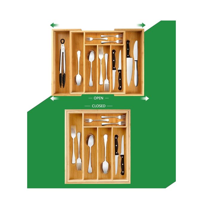 منظم أدراج مطبخ قابل للتمدد مصنوع من الخيزران - الصورة 2