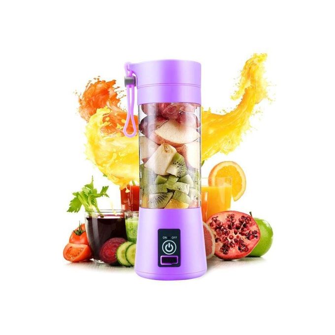 خلاط عصير محمول قابل لإعادة الشحن، بنفسجي/شفاف، 23 في 8.2 في 8.25 سم - الصورة 2