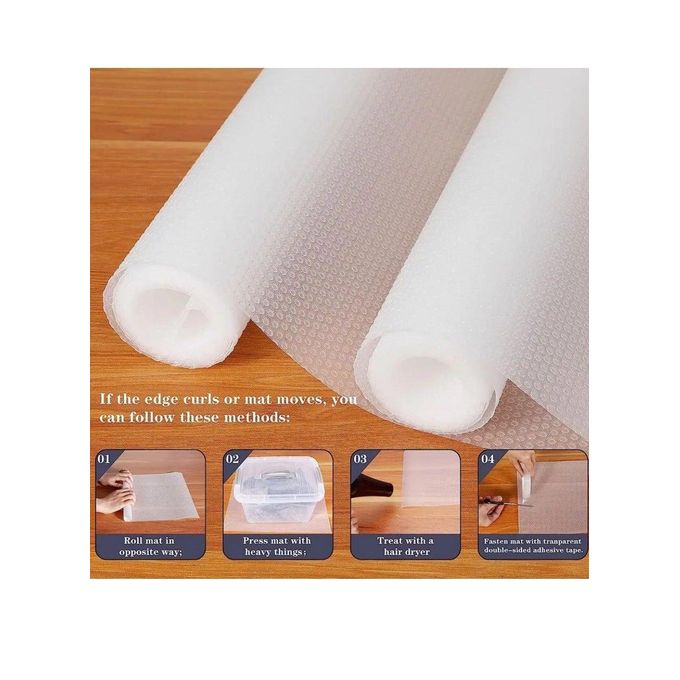 لفة حصيرة سيليكون قابلة للغسل لأرفف المطبخ والأدراج، والخزائن والمكاتب، مصنوعة من مادة عالية الجودة (الحجم 5م*45سم) - الصورة 2