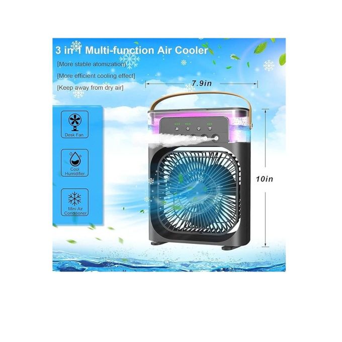 مروحة قوية ومحمولة - منخفضة الضوضاء - سعة 600 مل - 5 بخاخات رذاذ كبيرة - موزع زيوت عطرية عطرية - 7 أضواء ملونة - مؤقت 1 ساعة/2 ساعة/3 ساعات - تصميم عملي 5 في 1 (متعدد الألوان) - الصورة 3