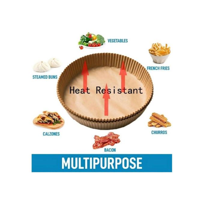 بطانة ورقية للاستخدام مرة واحدة لمنع التصاق الطعام والخبز بالمقلاة الهوائية والميكروويف، 100 قطعة - الصورة 4