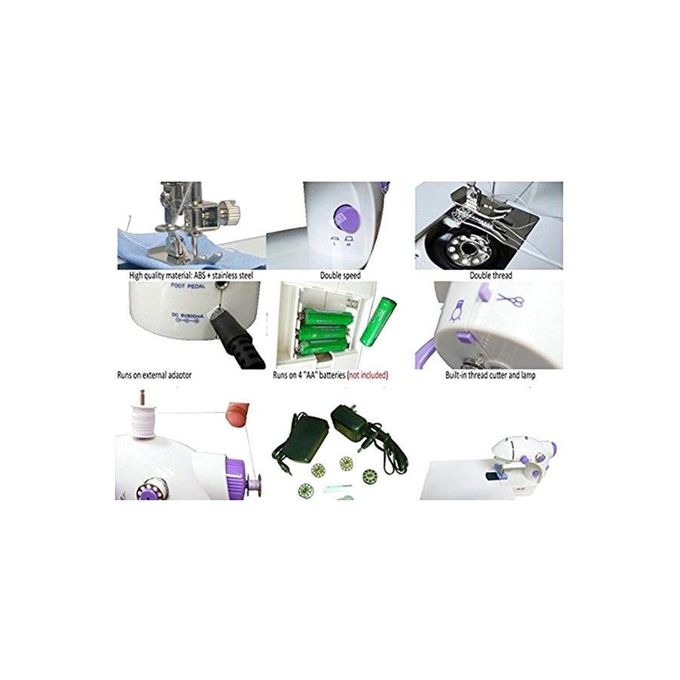 Dlc Dlc ماكينة خياطة محمولة من الفولاذ المقاوم للصدأ SM-202A أبيض/أرجواني - الصورة 4