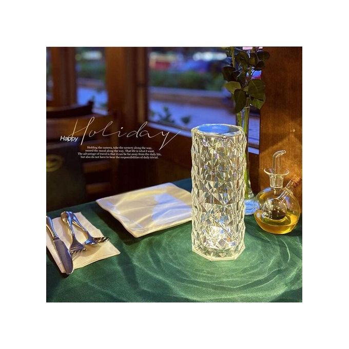 مصباح طاولة روز دايموند للشحن عبر USB أبيض 21 × 9 × 9 سم - الصورة 4