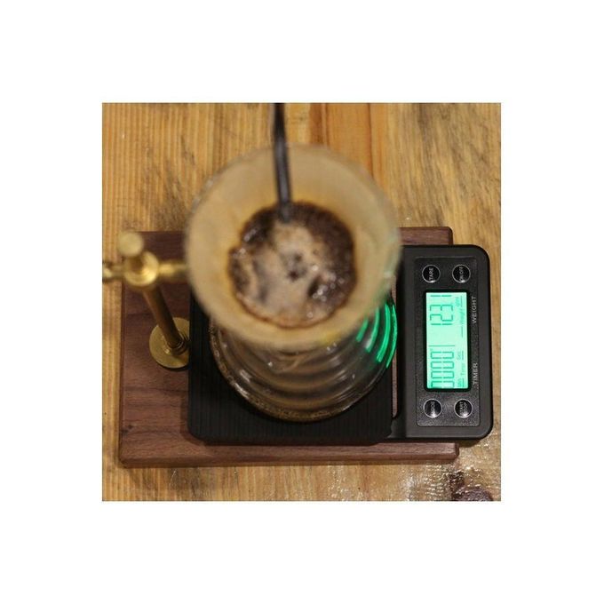 ميزان مطبخ كهربائي دقيق، ميزان قهوة مع مؤقت، ميزان مطبخ عالي الدقة، ميزان منصة إلكتروني صغير، ميزان طعام 5 كجم/0.1، أسود، 23*5*15 سم - الصورة 5