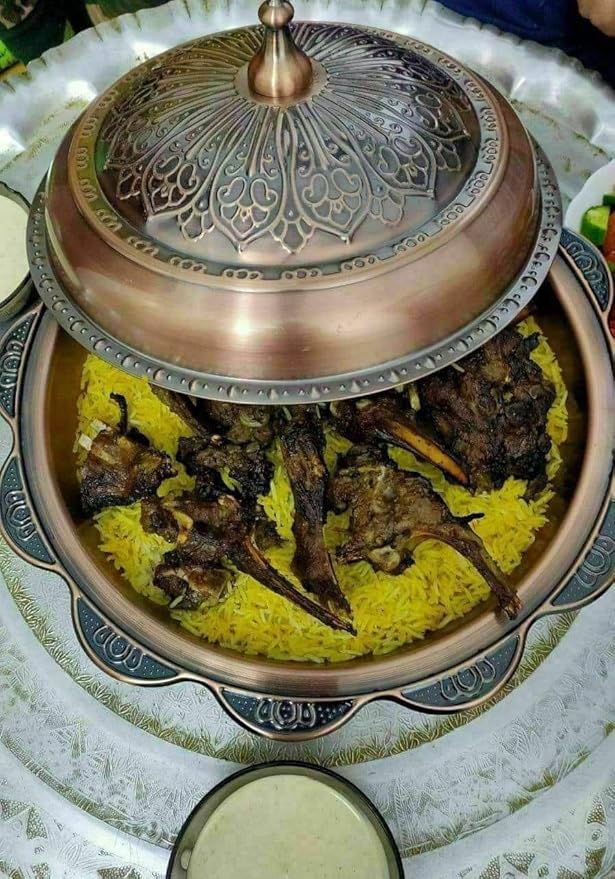 صينية تقديم بتصميم عربي تقليدي مناسبة لتقديم الكبسة والمشويات والأطعمة العائلية (40 سم) - الصورة 2